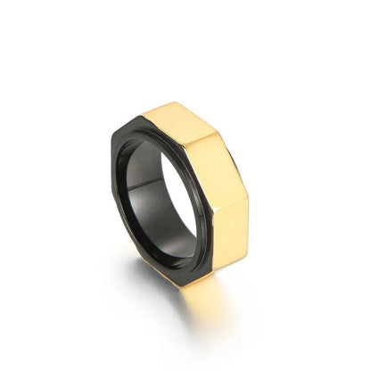 Hip-Hop Geometric Stainless Steel Plating 18K Gold Plated Men'S Rings