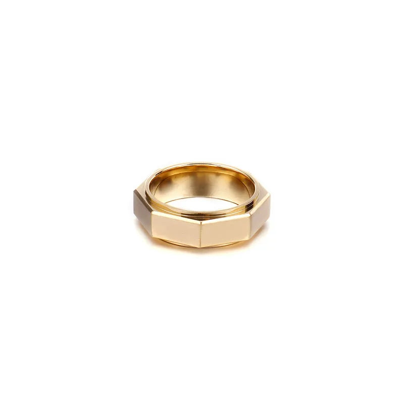 Hip-Hop Geometric Stainless Steel Plating 18K Gold Plated Men'S Rings