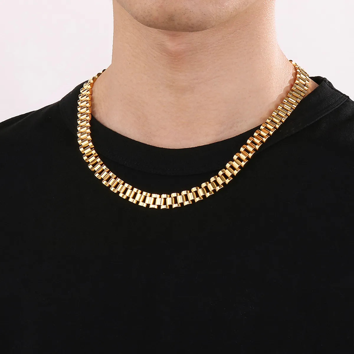 Hip-hop Geometric Stainless Steel Plating Necklace