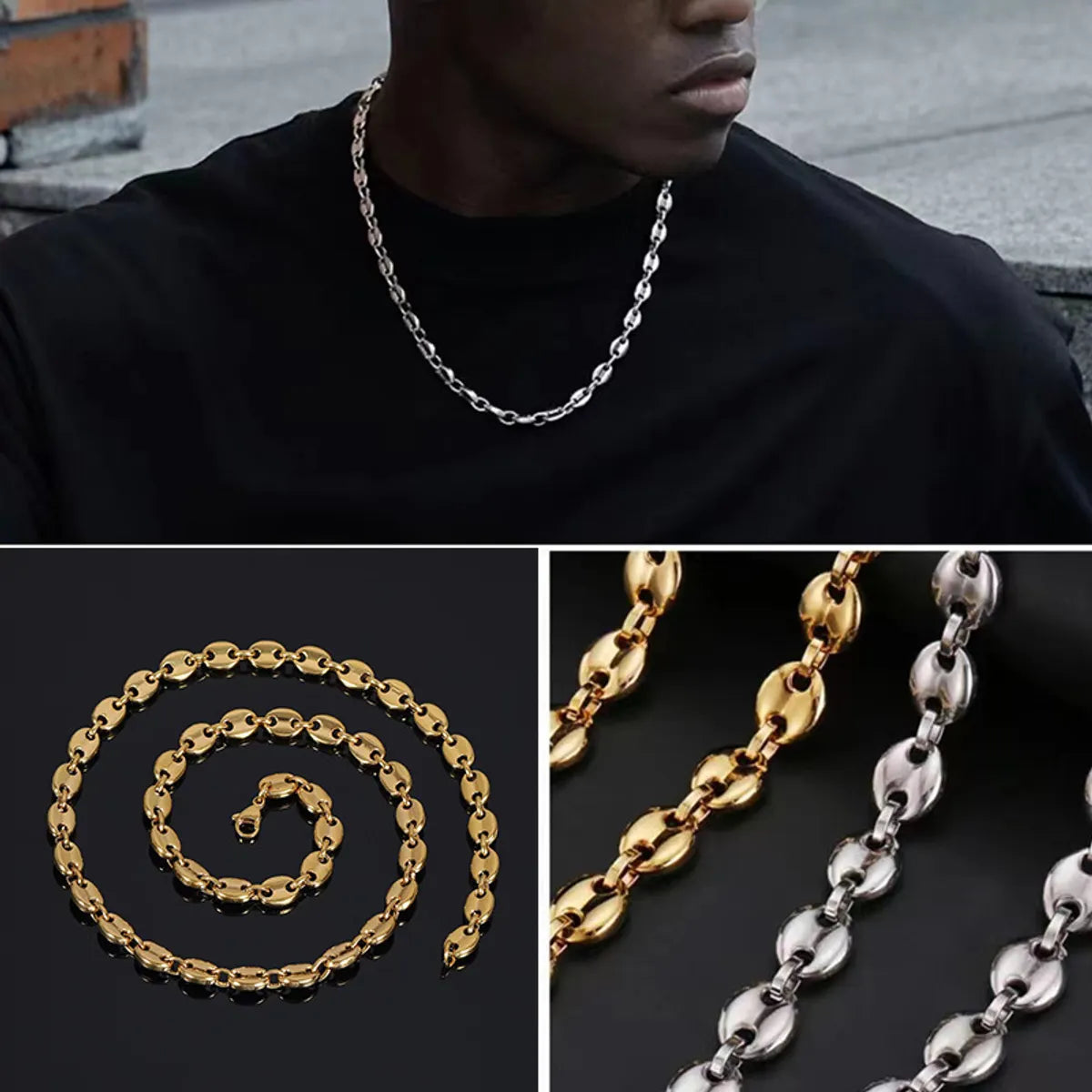 Hip-Hop Geometric Stainless Steel Plating Unisex Necklace