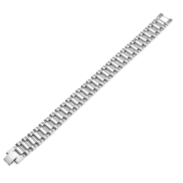 Hip Hop Geometric Stainless Steel Strap Bracelet For Men And Unisex Punk Electroplated Gun Black Watch Chain Style Jewelry