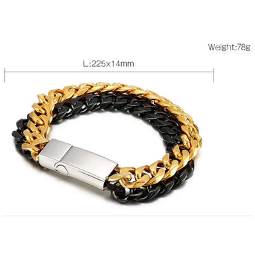 Hip-Hop Geometric Titanium Steel Layered Plating 18K Gold Plated Men'S Bracelets