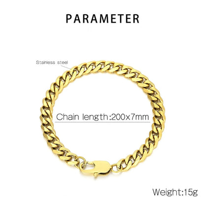 Wholesale Jewelry Hip-Hop Geometric Titanium Steel 18K Gold Plated Plating Bracelets Necklace