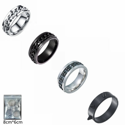 Hip-Hop Geometric 304 Stainless Steel Plating Black Plated Men'S Rings