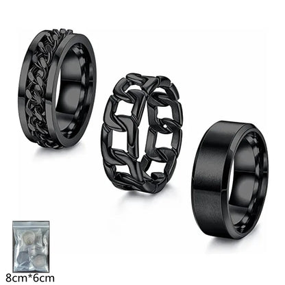 Hip-Hop Geometric 201 Stainless Steel Plating Black Plated Men'S Rings