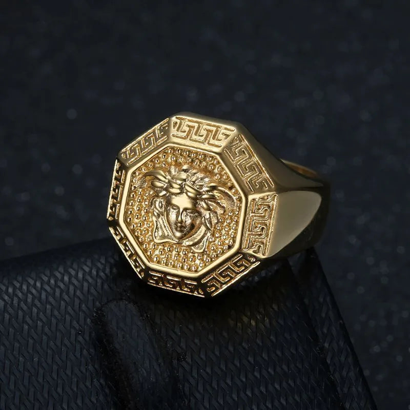 Hip-Hop Geometric Titanium Steel Plating Men'S Rings