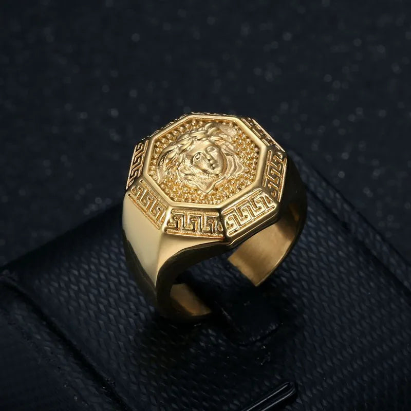 Hip-Hop Geometric Titanium Steel Plating Men'S Rings