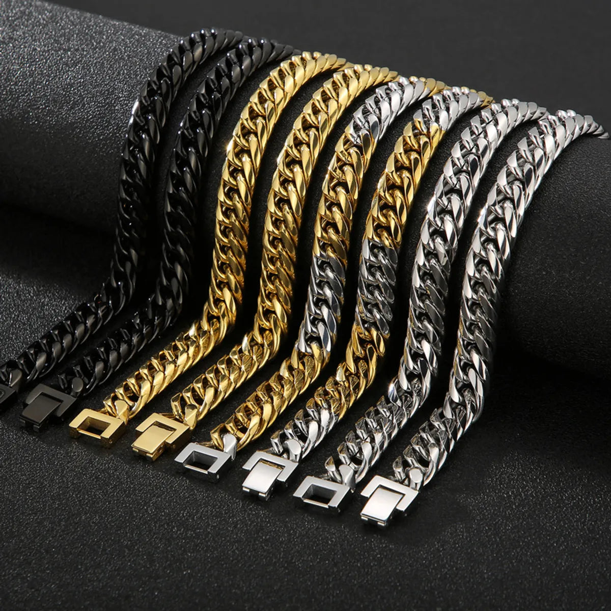 Hip-hop Geometric Titanium Steel Polishing Bracelets Necklace