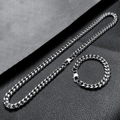 Hip-Hop Geometric Titanium Steel Unisex Bracelets Necklace