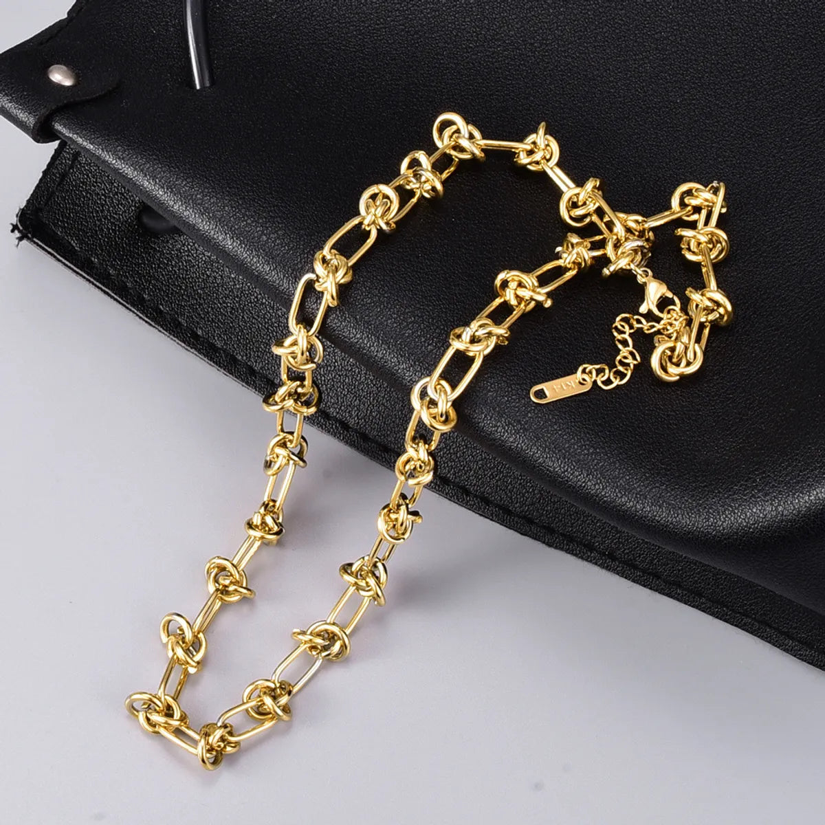 Wholesale Jewelry Hip-Hop Knot 304 Stainless Steel Titanium Steel 18K Gold Plated Necklace