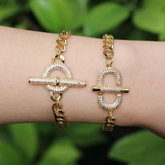 Hip Hop Gold-plated Diamond Cuban Bracelet Cross-border Cold Wind Bracelet