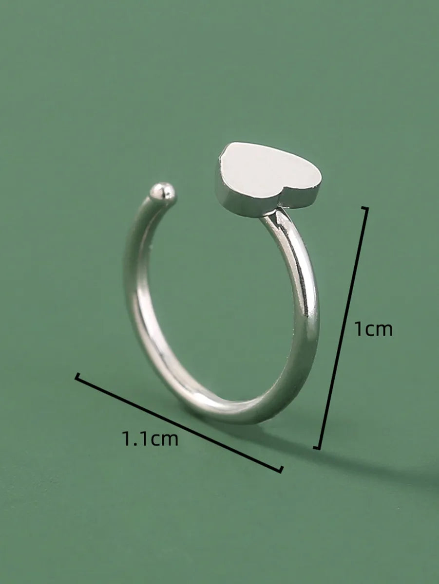 Hip-hop Heart Shape Solid Color Stainless Steel Nose Ring