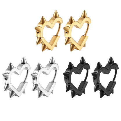 1 Pair Hip-Hop Heart Shape Plating  201 Stainless Steel 18K Gold Plated Earrings