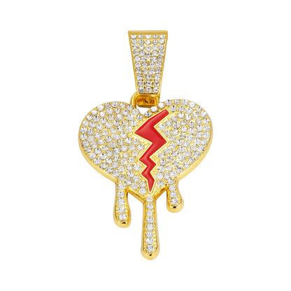 Hip-Hop Heart Shape Zinc Alloy Rhinestones Unisex Pendant Necklace