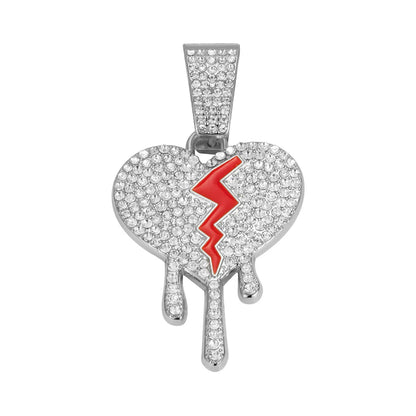 Hip-Hop Heart Shape Zinc Alloy Rhinestones Unisex Pendant Necklace