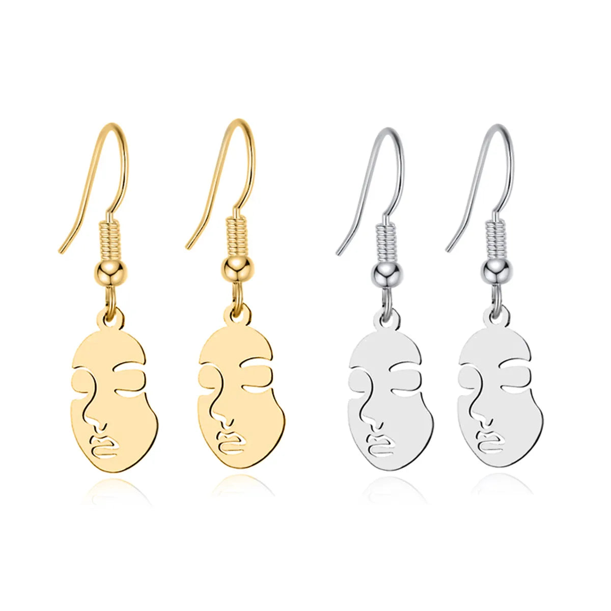 Hip-hop Human Face Stainless Steel Hollow Out Drop Earrings 1 Pair