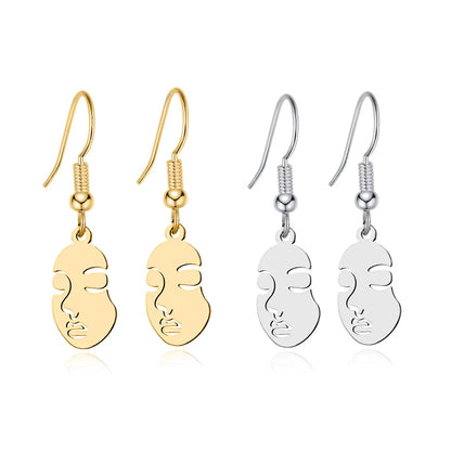 Hip-hop Human Face Stainless Steel Hollow Out Drop Earrings 1 Pair