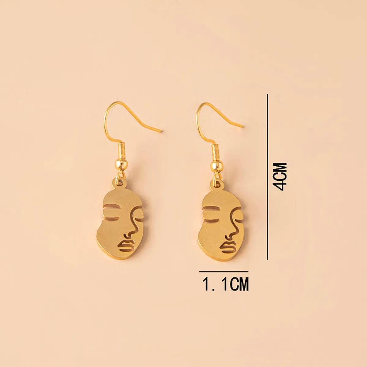 Hip-hop Human Face Stainless Steel Hollow Out Drop Earrings 1 Pair