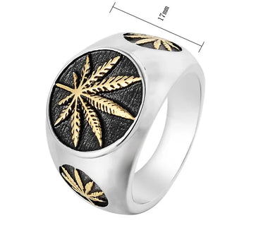 Hip-Hop Leaf Titanium Steel Men'S Rings