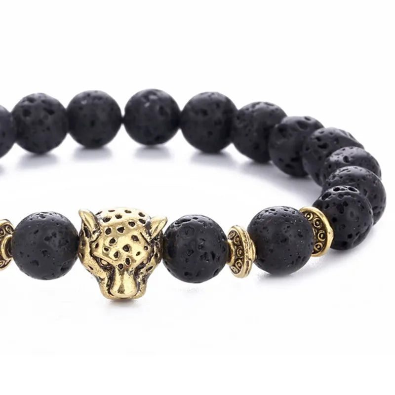 Hip-Hop Leopard Alloy Stone Plating Unisex Bracelets