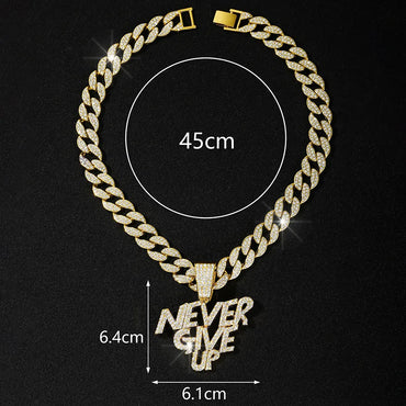 Hip-Hop Letter Alloy Inlay Rhinestones Unisex Charms Pendant Necklace