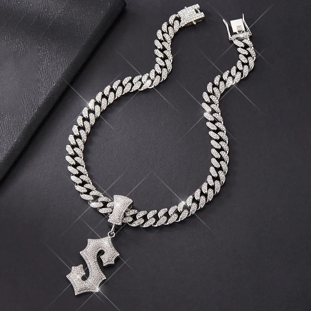 Hip-Hop Letter Alloy Plating Inlay Rhinestones Gold Plated Men'S Pendant Necklace