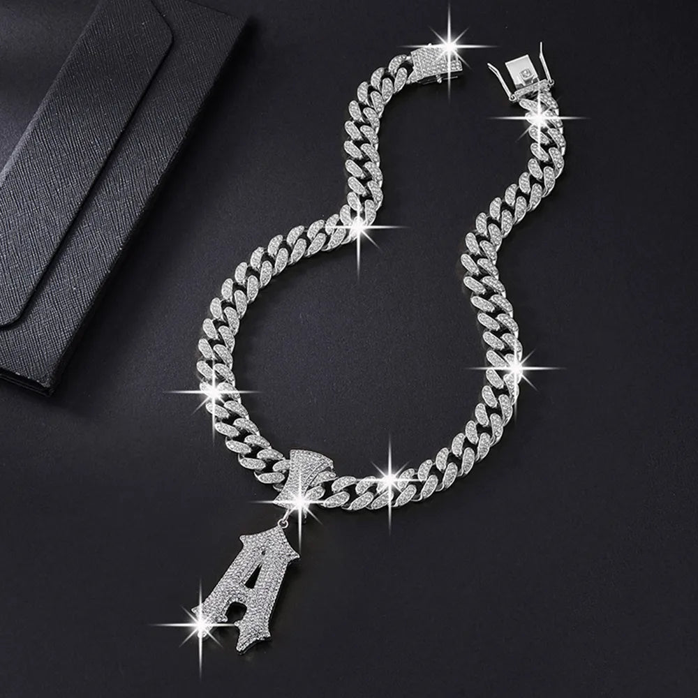 Hip-Hop Letter Alloy Plating Inlay Rhinestones Gold Plated Men'S Pendant Necklace