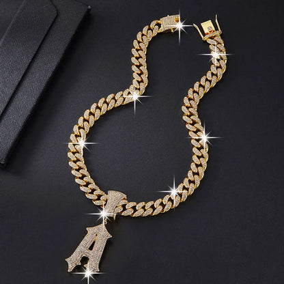 Hip-Hop Letter Alloy Plating Inlay Rhinestones Gold Plated Men'S Pendant Necklace