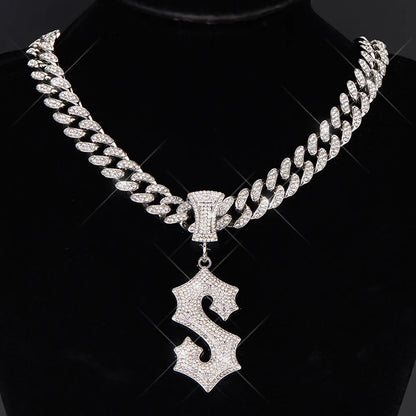 Hip-Hop Letter Alloy Plating Inlay Rhinestones Gold Plated Men'S Pendant Necklace