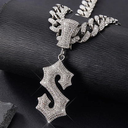 Hip-Hop Letter Alloy Plating Inlay Rhinestones Gold Plated Men'S Pendant Necklace