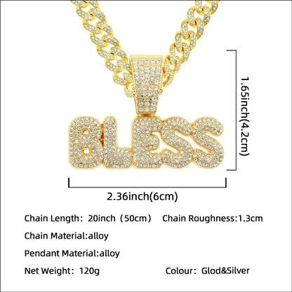 Hip-Hop Letter Alloy Plating Inlay Rhinestones Men'S Pendant Necklace