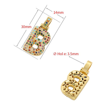 Hip-hop Letter Copper Plating Inlay Zircon 18k Gold Plated Charms