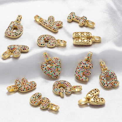 Hip-hop Letter Copper Plating Inlay Zircon 18k Gold Plated Charms