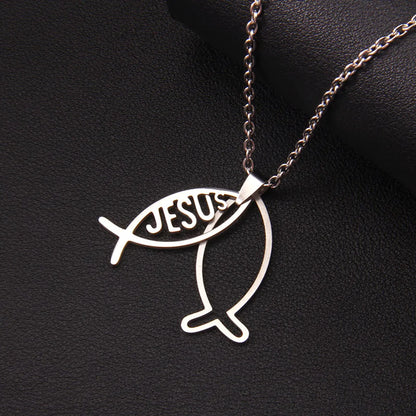 Hip-Hop Letter Fish 201 Stainless Steel Unisex Pendant Necklace