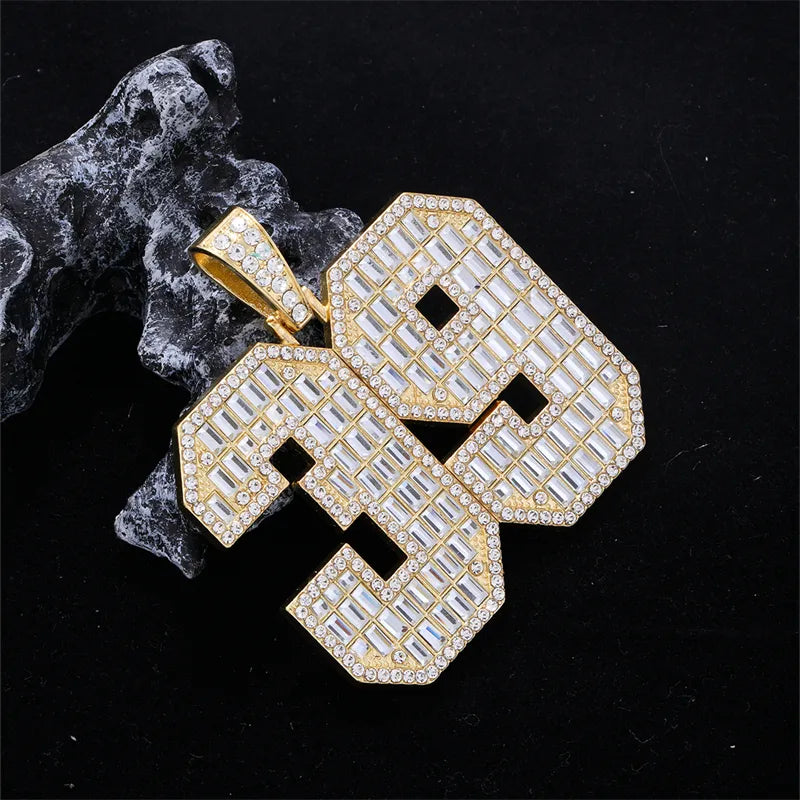 Hip-Hop Letter Number Stainless Steel Alloy Plating Inlay Rhinestones Gold Plated Silver Plated Men'S Charms Necklace