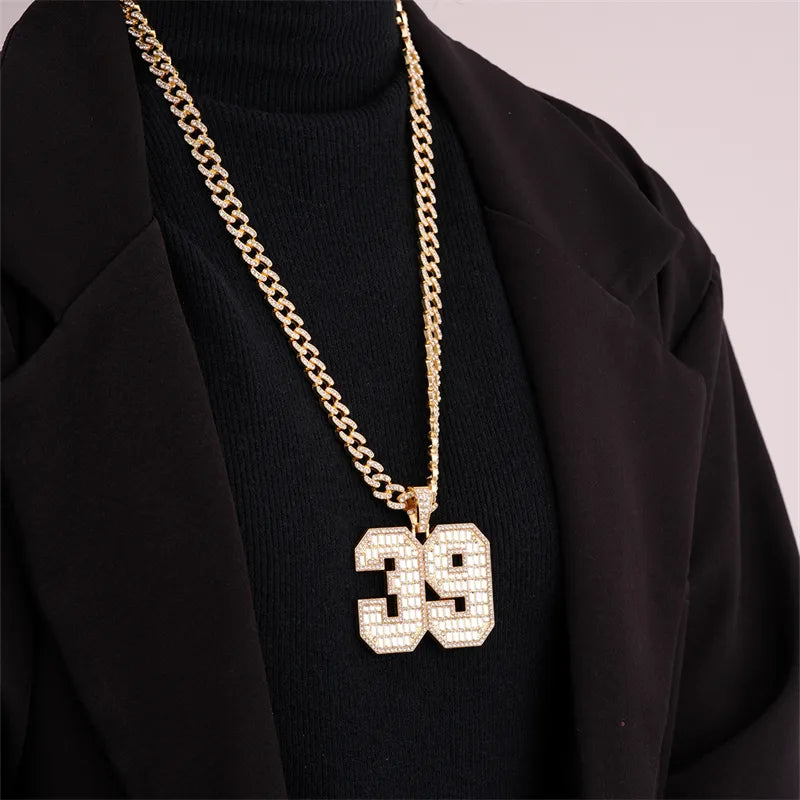 Hip-Hop Letter Number Stainless Steel Alloy Plating Inlay Rhinestones Gold Plated Silver Plated Men'S Charms Necklace