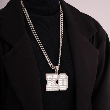 Hip-Hop Letter Number Stainless Steel Alloy Plating Inlay Rhinestones Gold Plated Silver Plated Men'S Charms Necklace