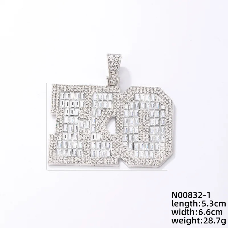 Hip-Hop Letter Number Stainless Steel Alloy Plating Inlay Rhinestones Gold Plated Silver Plated Men'S Charms Necklace