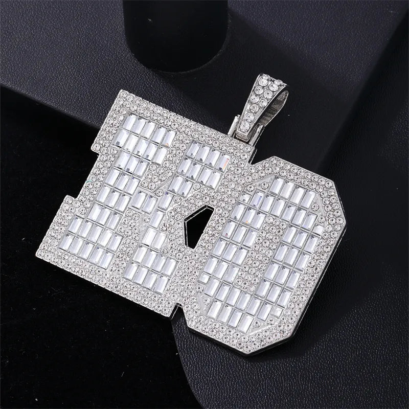 Hip-Hop Letter Number Stainless Steel Alloy Plating Inlay Rhinestones Gold Plated Silver Plated Men'S Charms Necklace