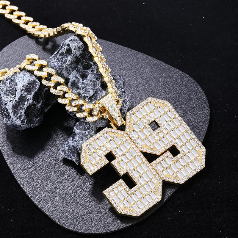 Hip-Hop Letter Number Stainless Steel Alloy Plating Inlay Rhinestones Gold Plated Silver Plated Men'S Charms Necklace