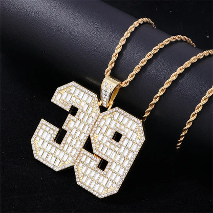 Hip-Hop Letter Number Stainless Steel Alloy Plating Inlay Rhinestones Gold Plated Silver Plated Men'S Charms Necklace