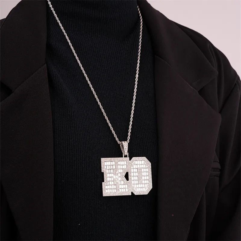 Hip-Hop Letter Number Stainless Steel Alloy Plating Inlay Rhinestones Gold Plated Silver Plated Men'S Charms Necklace