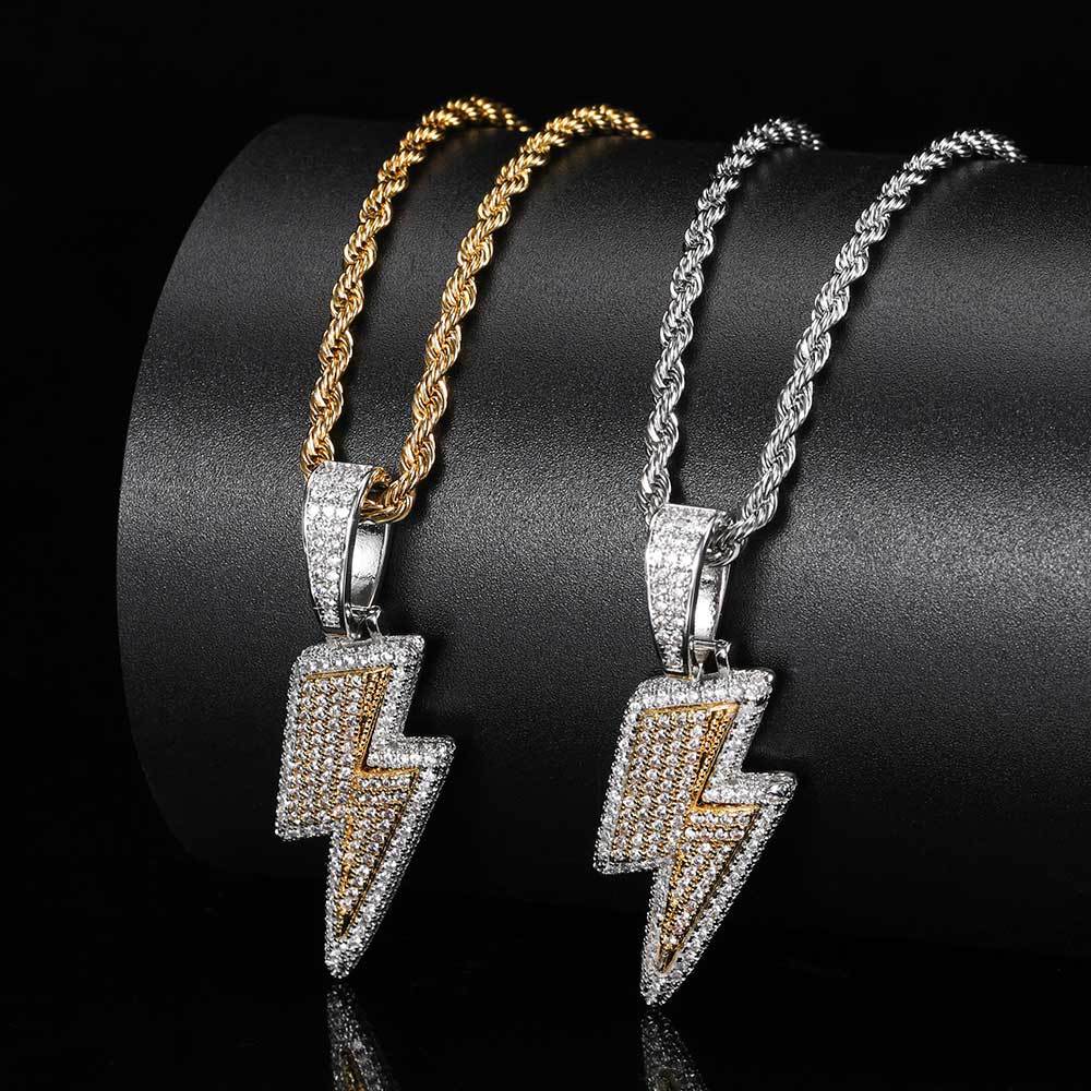 Hip-Hop Lightning Copper Plating Inlay Zircon Men'S Pendant Necklace