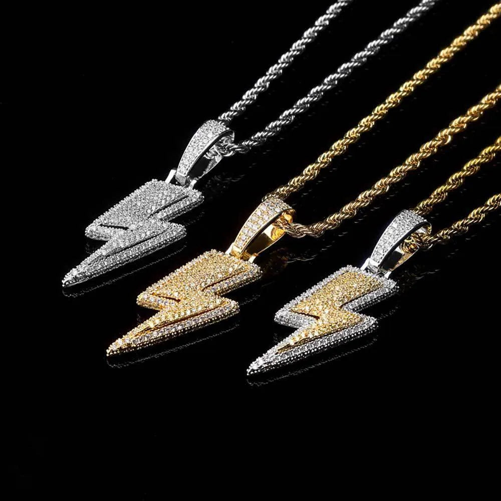 Hip-Hop Lightning Copper Plating Inlay Zircon Men'S Pendant Necklace