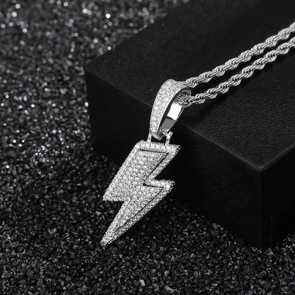 Hip-Hop Lightning Copper Plating Inlay Zircon Men'S Pendant Necklace