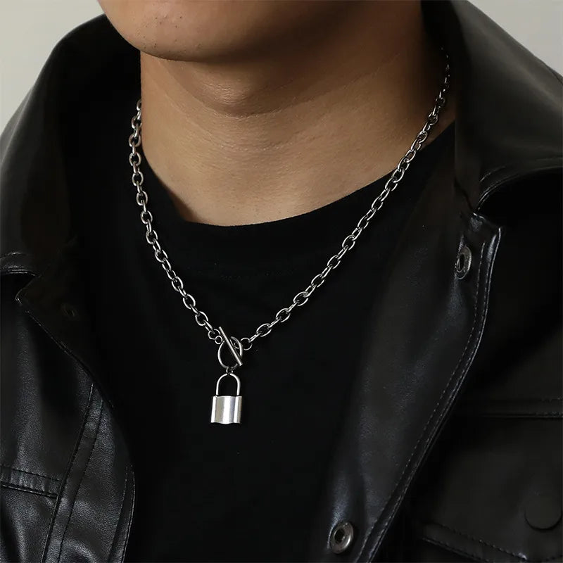 Hip-Hop Lock Alloy Titanium Steel Polishing Men'S Pendant Necklace