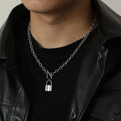 Hip-Hop Lock Alloy Titanium Steel Polishing Men'S Pendant Necklace