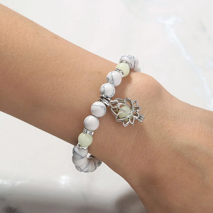 Hip-hop Lotus Alloy Beaded Luminous Inlay Zircon Bracelets