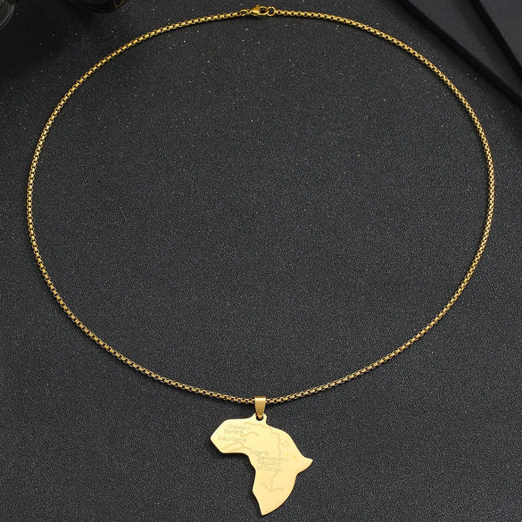Hip-hop Map Stainless Steel Plating 18k Gold Plated Unisex Pendant Necklace
