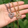 Hip Hop Micro Inlaid Zircon Heart Pendant Copper Necklace With Water Wave Chain Electroplated Clavicle Chain For Men And Women